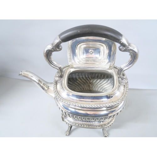 2260 - A 19th Century silver plated spirit kettle and stand with Elizabeth Jane Fairbairns mark to base