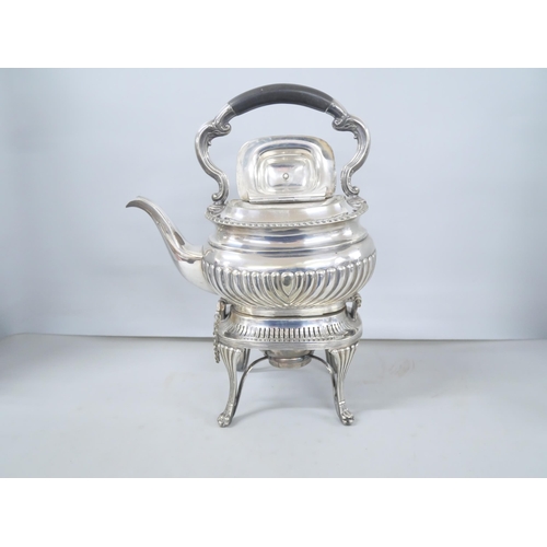 2260 - A 19th Century silver plated spirit kettle and stand with Elizabeth Jane Fairbairns mark to base