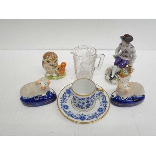 2281 - A collection of china items including Beswick Old Mr. Brown figure, a Sitzendorf figure, a/f, a pair... 