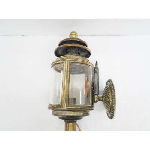 2285 - A Victorian brass coach lamp and wall bracket, converted to electricity **PLEASE NOTE THIS LOT IS NO... 