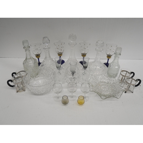 2290 - Glassware including decanters, cut glass tumblers, sherry glasses, wine glasses, bowls and more **PL... 