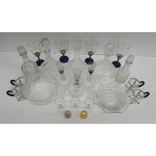 2290 - Glassware including decanters, cut glass tumblers, sherry glasses, wine glasses, bowls and more **PL... 