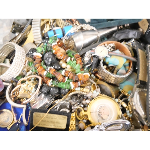 2298 - A box of costume jewellery and wristwatches