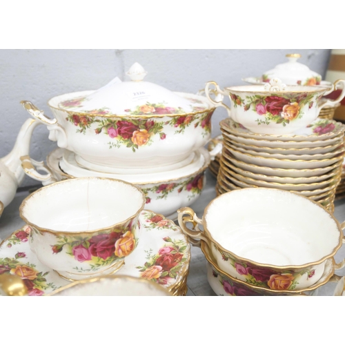 2326 - A large collection of Royal Albert Old Country Roses china including two tureens, two tea pots and a... 