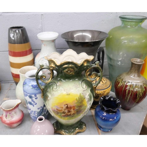 2327 - A collection of decorative vases, glass, metal and pottery (14) **PLEASE NOTE THIS LOT IS NOT ELIGIB... 