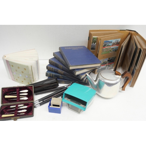 2336 - Assorted items to include Hanimax slide viewer, slides, Picquot ware teapot, cased mother of pearl n... 