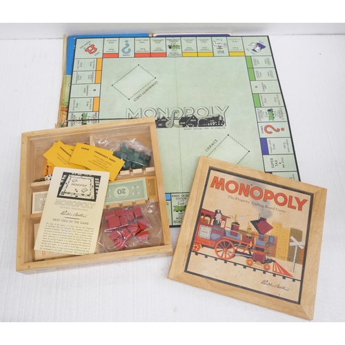 2347 - Two boxes of vintage toys and board games including Nostaglia Game Series Monopoly in a wooden case,... 