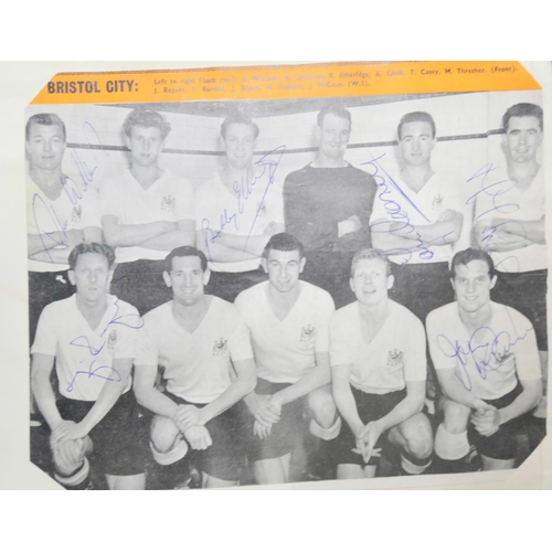 2357 - Two boxes of ephemera including 1950s football scrapbook (some signatures including Cardiff City, Br... 