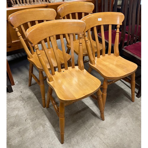 302 - A set of four beech kitchen chairs