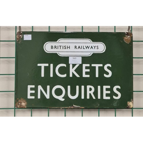 369 - A British Railways Tickets Enquiries enamelled metal sign