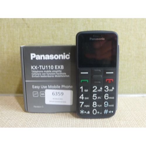 6100 - Panasonic easy to use black mobile phone, model no: kx-tu110 exb *This lot is subject to VAT