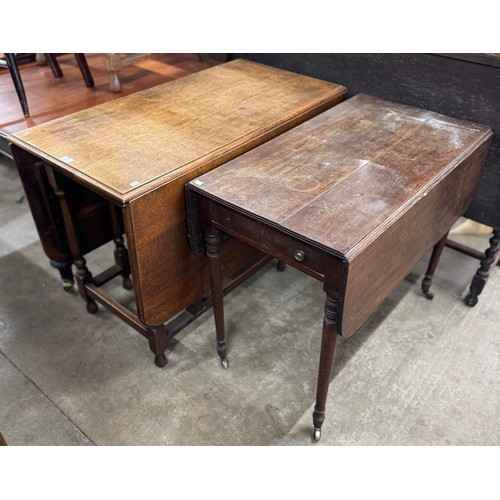 245 - An oak gateleg table and a mahogany Pembroke table