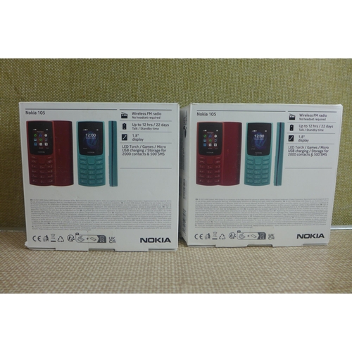 6103 - Two Nokia 105 dual sim mobile phones, model no: TA-1557 *This lot is subject to VAT