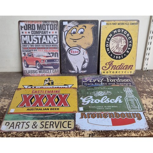 378 - Assorted tin signs, mostly motoring related