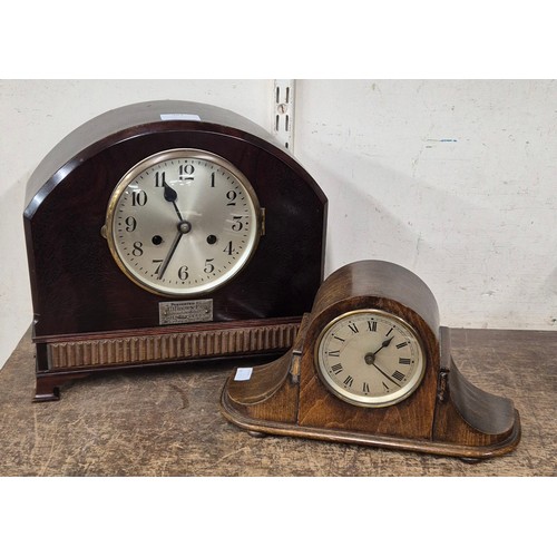 383 - Two early 20th Century mahogany mantel clocks