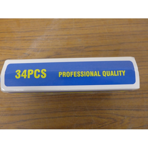 A 34 piece set of male/female torx bits