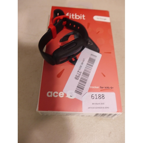 6138 - Fitbit Ace 3 activity tracker for kids with black and red wristband *This lot is subject to VAT