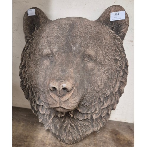 394 - A concrete garden bear mask