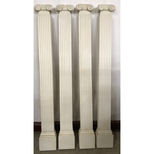 353 - A set of four Greco-Roman style painted hardwood architectural Ionic pilasters