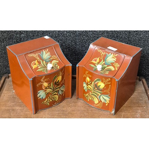 402 - A pair of American painted metal tea caddies