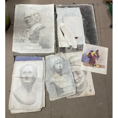 420 - A large folio of assorted classical art school drawings