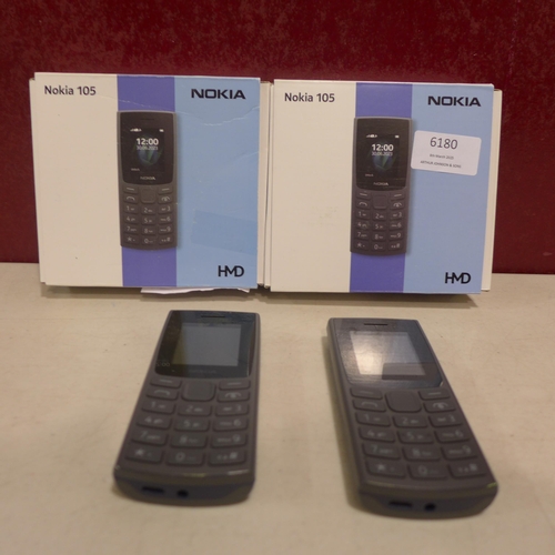 6146 - Two Nokia 105 dual sim mobile phones, model no: TA-1557 *This lot is subject to VAT