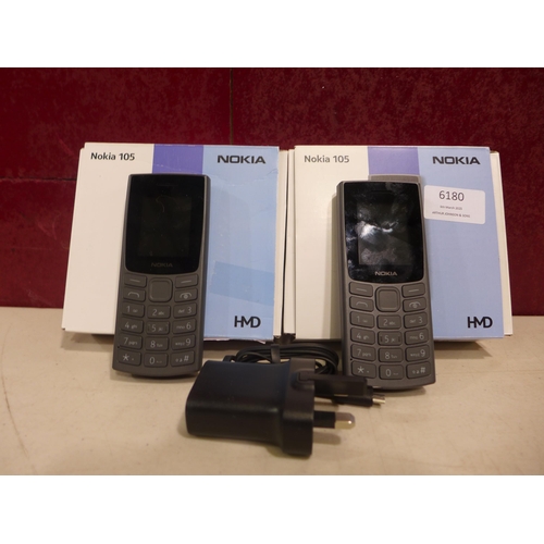 6146 - Two Nokia 105 dual sim mobile phones, model no: TA-1557 *This lot is subject to VAT