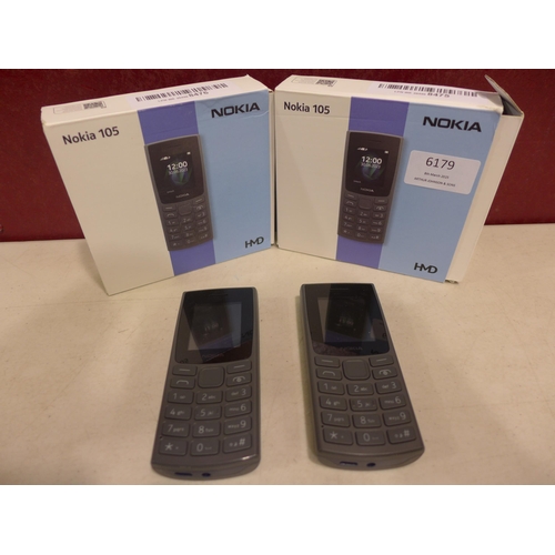 6147 - Two Nokia 105 dual sim mobile phones, model no: TA-1557 *This lot is subject to VAT