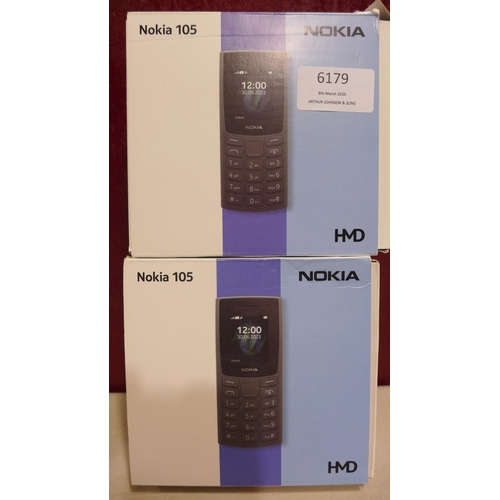 6147 - Two Nokia 105 dual sim mobile phones, model no: TA-1557 *This lot is subject to VAT