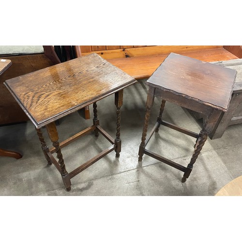 254A - Two early 20th Century oak barleytwist occasional tables