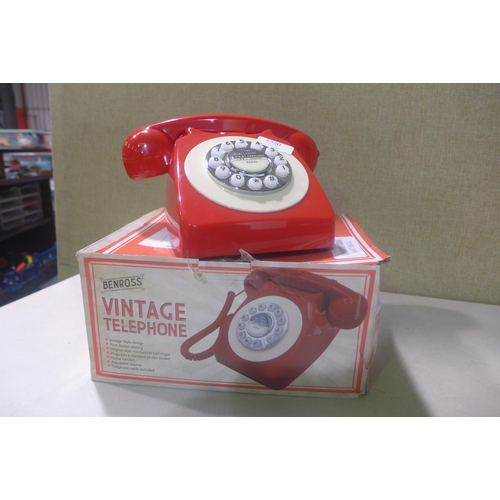 6015 - Ben Ross red and cream vintage style telephone and Ben Ross big button phone *This lot is subject to... 