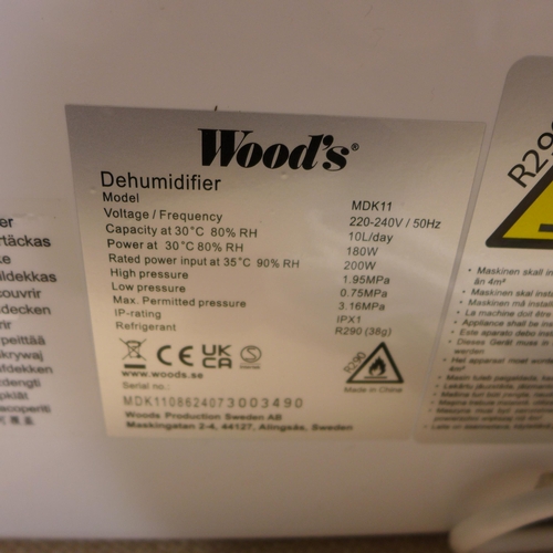 6046 - Woods white dehumidifier 10L, original RRP £124.99 + VAT (353-378) *This lot is subject to VAT