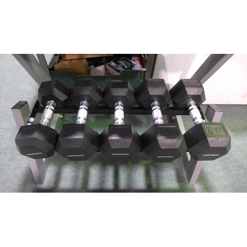 6061A - Weider dumbell kit with rack, original RRP £289.99 + VAT (354-277) *This lot is subject to VAT