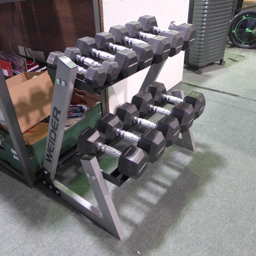 6061A - Weider dumbell kit with rack, original RRP £289.99 + VAT (354-277) *This lot is subject to VAT