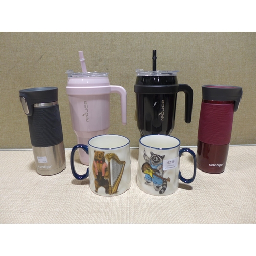 6239 - Two Contigo Autoseal Mugs, two stainless steel mugs and two Animal mugs  (353-169,175,240) *This lot... 