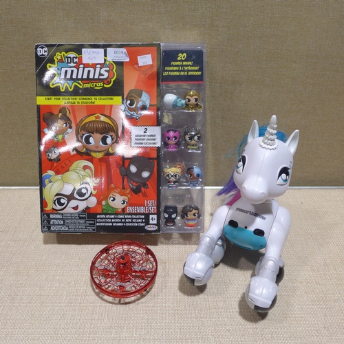 6246 - DC mini micros toy set, Hoverstar LED flying orb and a unicorn toy   (354-164) *This lot is subject ... 