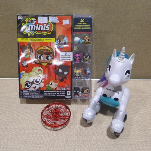 6246 - DC mini micros toy set, Hoverstar LED flying orb and a unicorn toy   (354-164) *This lot is subject ... 