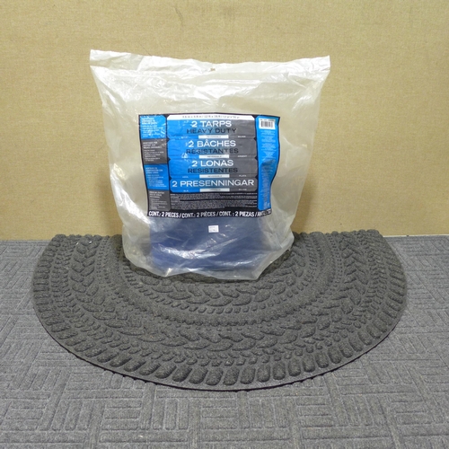 6307 - Apache Mills entry mat, Gyoha poly heavy duty tarp and a Multy Home heavy duty entrance mat   (354-5... 