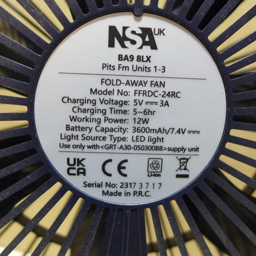 6316 - NSA folding stand fan  (354-293) *This lot is subject to VAT