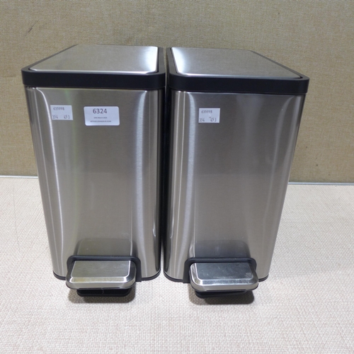 6324 - Two Eko 6.7l stainless steel step bins    (354-453) *This lot is subject to VAT