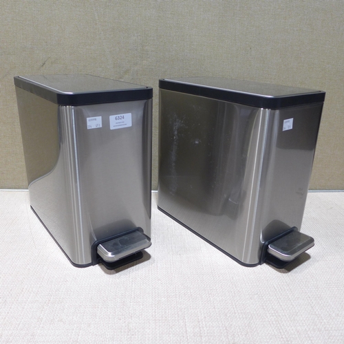 6324 - Two Eko 6.7l stainless steel step bins    (354-453) *This lot is subject to VAT