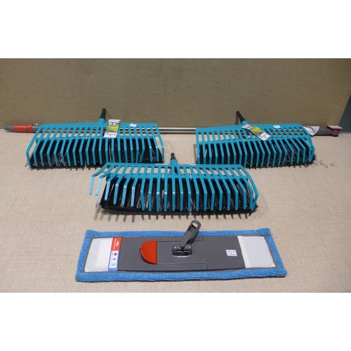 6333 - Three sets of Gardena rake/broom combo sets (354-719) *This lot is subject to VAT