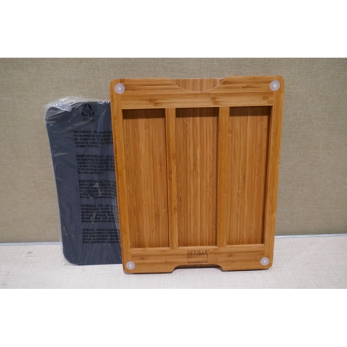 6363 - Bamboo cutting board with 7 mats (354-156) *This lot is subject to VAT