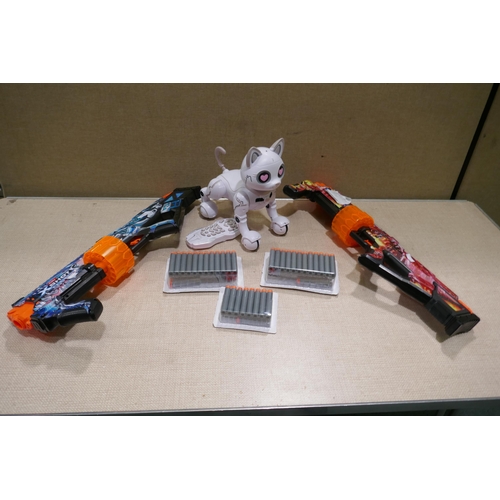 6387 - Power puppy/kitty remote control toy and two Xshot skins Last Stand nerf guns (354-390,420) *This lo... 