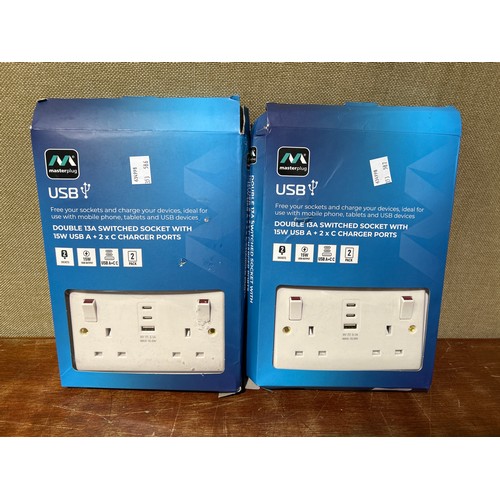 6068 - Two Usb Masterplug sockets  (353-586,587) *This lot is subject to VAT