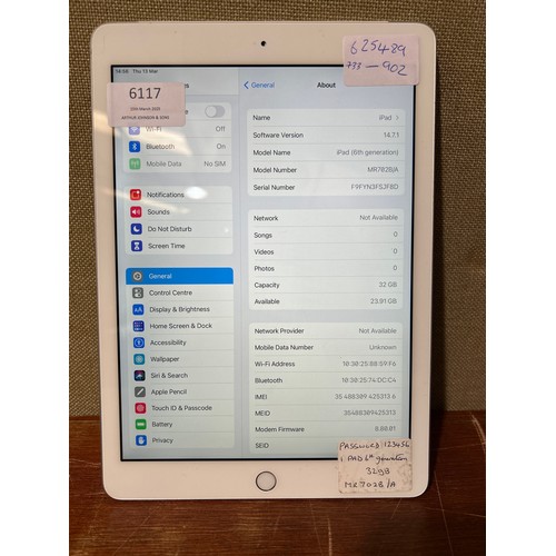 6117 - Apple Ipad Air 16gb (model: MD791B/B) (480-733/902)  *This lot is subject to VAT