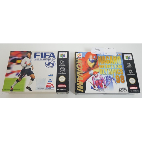 8022 - Two complete in box Nintendo 64 games including Fifa 98 'Road to World Cup and Nagano Winter Olympic... 