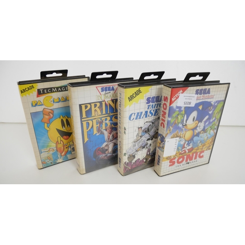 8035 - A selection of mostly complete in box Sega Master System games including Sonic the Hedgehog (boxed -... 