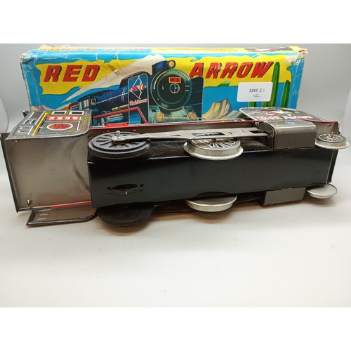 2021 - A tin-plate model Friction Powered 'Red Arrow' locomotive, in original box, made in Japan