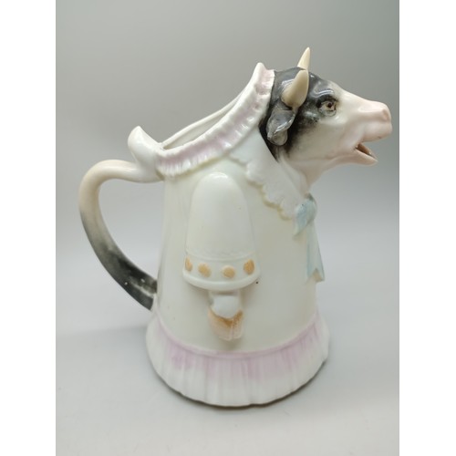 2027 - A Schafer & Vater novelty figural cow cream jug, a/f